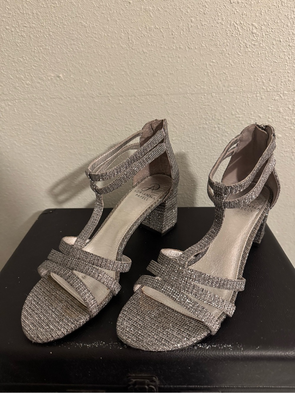 Adrianna Papell Silver Glittery Heels